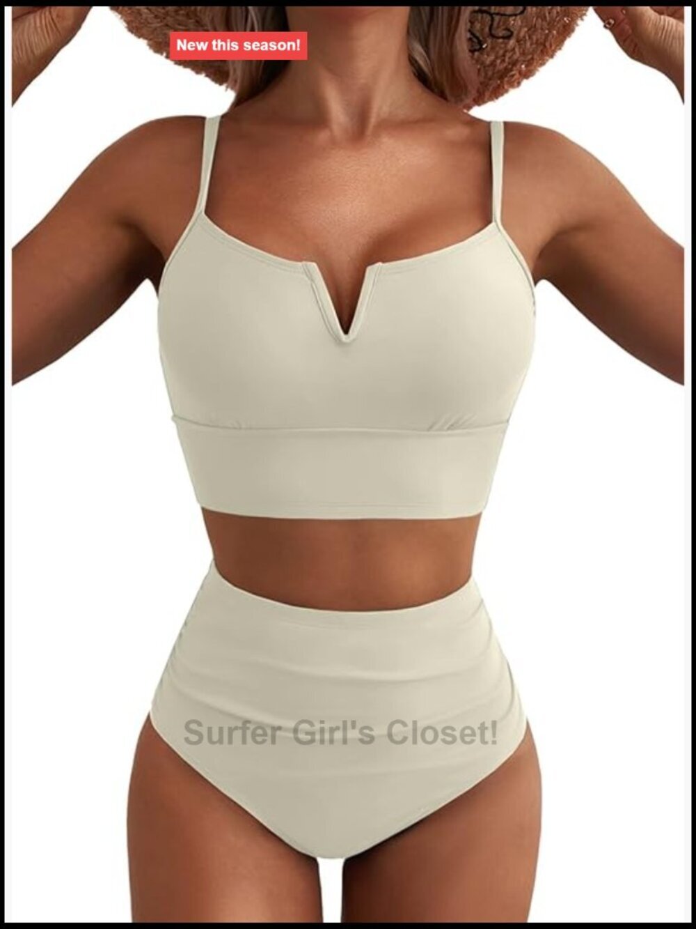 High Waisted Bikini Set - V Wire Two Piece Swimsuits Tummy Control Bathing Suit